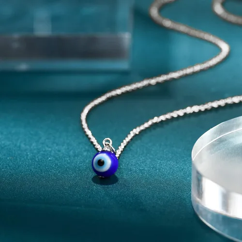 Miniatura 3 de PPJew Collar con dije de amuleto de ojos azules, collar con dije de amuleto de ojo turco con protección de cábala, ajustable, delicada, joyería