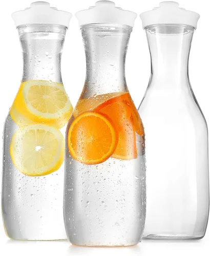 DilaBee Jarra de agua con tapas, 50 onzas, jarras de plástico para jugos de mimosa, leche, batidos, té helado, recipientes para bebidas para paquete