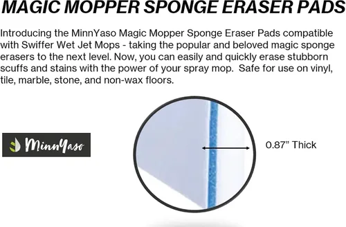 Miniatura 3 de Magic Mopper - Almohadilla de esponja para mopa Compatible con Swiffer Wet Jet y mopas húmedas de 12 pulgadas Almohadilla de esponja mágica