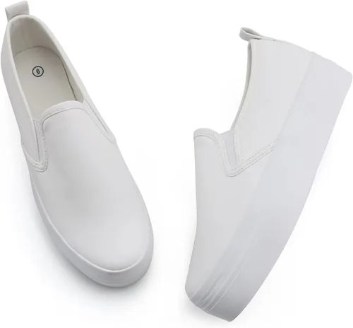 Miniatura 6 de JABASIC Mocasines de plataforma sin cordones para mujer zapatos casuales cómodos