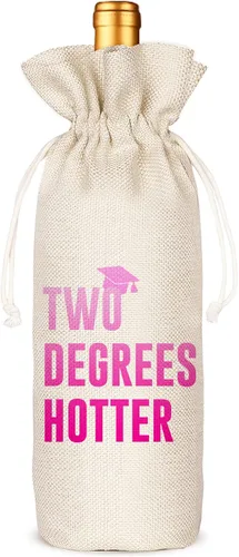 Graduación dos grados más caliente, divertida bolsa de vino bonita, regalo de graduación universitaria para él, para él, para ella, felicitaciones,