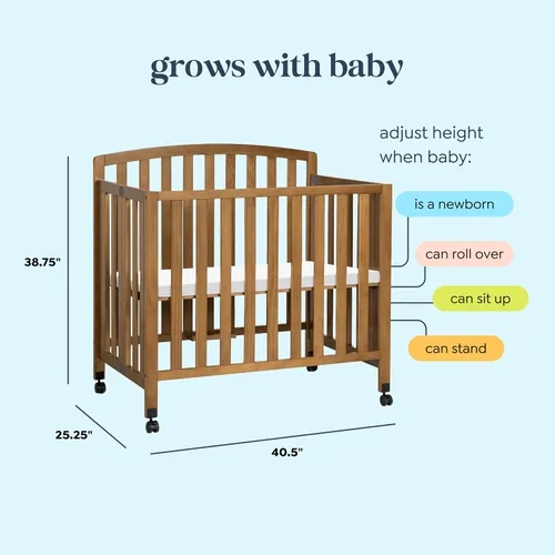 Miniatura 5 de DaVinci Dylan Cuna portátil 3 en 1 para bebé con ruedas - Conversión a cama para niños pequeños y sofá cama - Perfecta para espacios pequeños