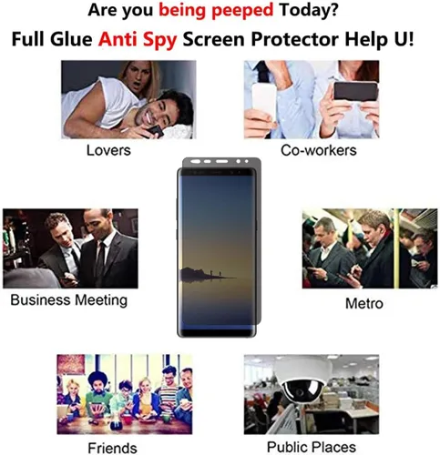 Miniatura 5 de Protector de pantalla de privacidad para Galaxy Note 8, antiespía, compatible con fundas, cobertura completa, antiarañazos, borde curvado 3D