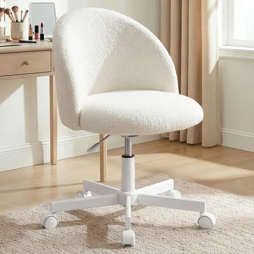 Miniatura 8 de NEO CHAIR Silla de tocador de oficina con ruedas, cómoda silla de escritorio para niñas, linda computadora, pequeña, sin brazos, altura ajustable