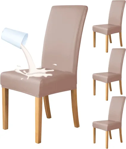 Miniatura 11 de Deisy Dee Fundas de cuero impermeables para sillas de comedor Parson (4, negro)