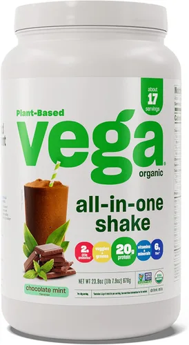 Miniatura 16 de Vega Todo en Uno Nutrición Orgánica - 20 g de proteína de guisante a base de plantas, vainilla francesa, 43 porciones, vitaminas A y C, probióticos