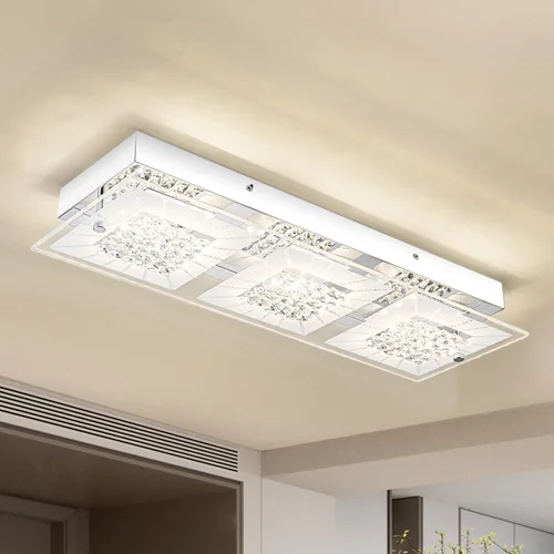 Miniatura 12 de Lámpara de techo de cristal de montaje empotrado, moderna lámpara de techo LED de 4000 K, lámpara de techo redonda de 8 pulgadas para espacios