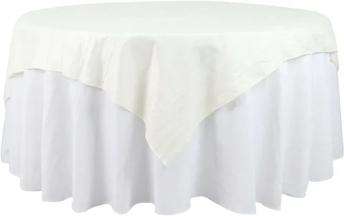 Miniatura 10 de Efavormart - Mantel cuadrado de tafetán arrugado de acordeón beige de 72 x 72 pulgadas