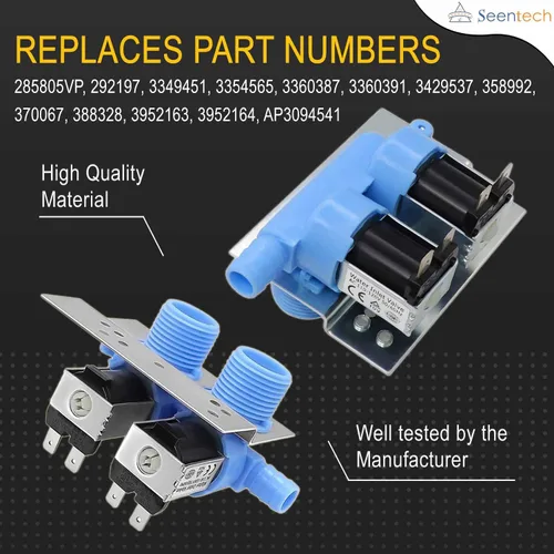 Miniatura 4 de Seentech - Válvula de entrada de agua 285805 con soporte de montaje para lavadora de ropa, funciona con ajuste exacto para Whirlpool, Kenmore