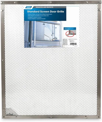 Miniatura 9 de Grilla protectora para puerta de Camco, 43980, estándar, de aluminio, para casa rodante, Aluminio