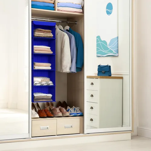Miniatura 2 de Simple Houseware - Organizador de armario colgante de 5 estantes, azul oscuro