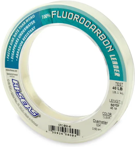 Miniatura 16 de HI-SEAS Líder de línea de pesca 100% fluorocarbono, líder invisible transparente, indetectable para peces, hundimiento rápido, 6 libras a 400 libras