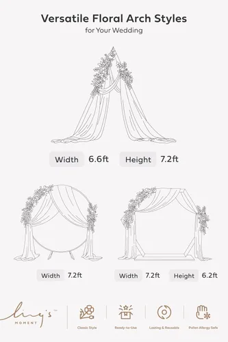 Miniatura 7 de Ling's moment Kit de Flores Artificiales de Arco de Boda de Otoño Paquete de 4, 2pcs Arreglo Floral Colgante 2pcs Cortinas de Ceremonia Telón