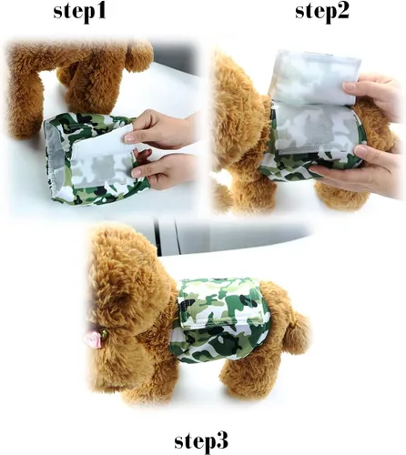 Miniatura 5 de Pañal reutilizable para perro macho, lavable, tela duradera y absorbente, envoltura para vientre (paquete de 3), color soñar, XL
