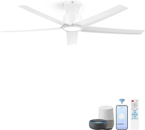Miniatura 10 de ocioc Ventiladores de techo de 44 pulgadas con luces y control remoto, ventiladores de techo regulables con motor de CC silencioso reversible, Negro