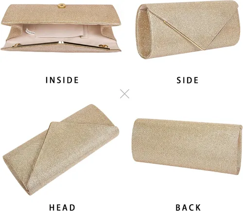 Miniatura 6 de Larcenciel Bolsos de mano para mujer, bolsa de noche brillante con cadena desmontable