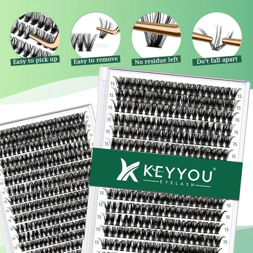 Miniatura 160 de Extensiones de racimos de pestañas 300 piezas, pestañas individuales 40D 0.07D rizado 11mm, para colocar en casa, bandeja grande de volumen