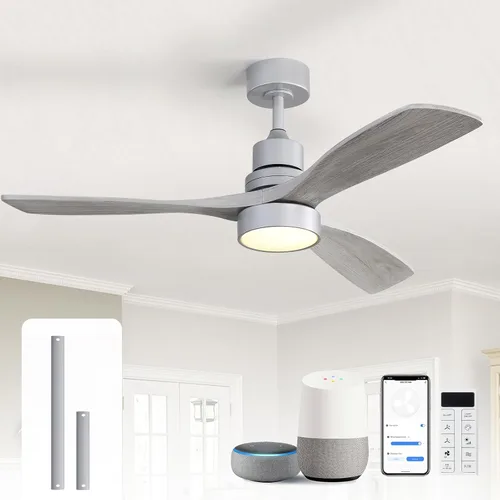 Miniatura 20 de Sofucor Ventiladores de techo de 52 pulgadas, sin luz, ventilador de techo para exteriores con control remoto, motor CC reversible de 3 cuchillas