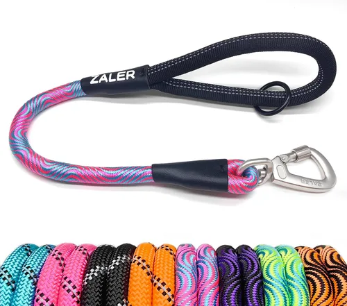 Miniatura 18 de ZALER Correa Corta para Perro, Correas de Tráfico de Cuerda de 26 Pulgadas para Perros, Correa Reflectante para Perro con Anillo en O, Correa Negro