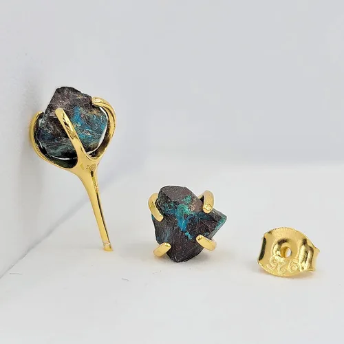 Miniatura 89 de Aretes de piedra preciosa natural en bruto con oro amarillo sobre plata de ley 925, 6 a 0.276 in, regalo de piedra de nacimiento de calidad genuina