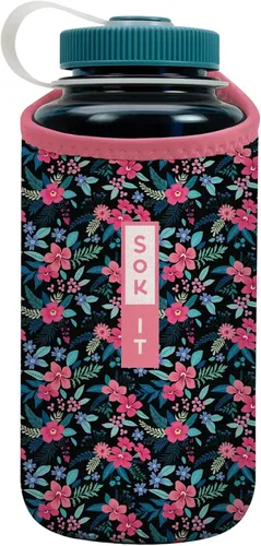Miniatura 186 de Sok It BotlSok Funda para botella de agua con cubierta de neopreno aislante (Floral abstracto, se ajusta a CamelBak o Nalgene de 12 onzas)