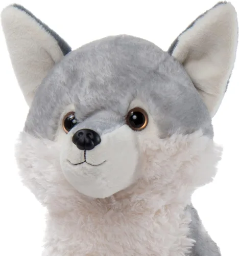 Miniatura 3 de The Petting Zoo Peluche de lobo gris, regalos para niños, animales salvajes del zoológico Onez, juguete de peluche jumbo de lobo gris de 20 pulgadas