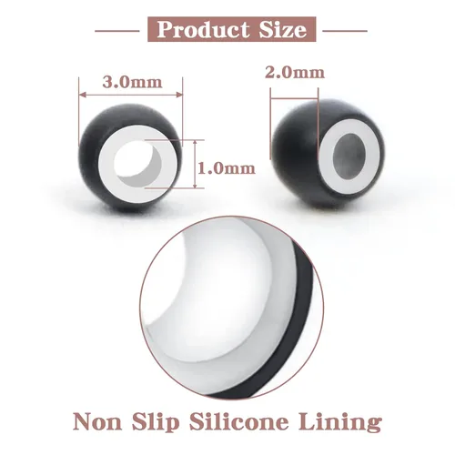 Miniatura 2 de Vlasy 100 Piezas Cuentas de Nano Anillo con Forro de Silicona para Extensiones de Cabello Humano con Nano Anillo 5 Colores Opcionales (Negro)