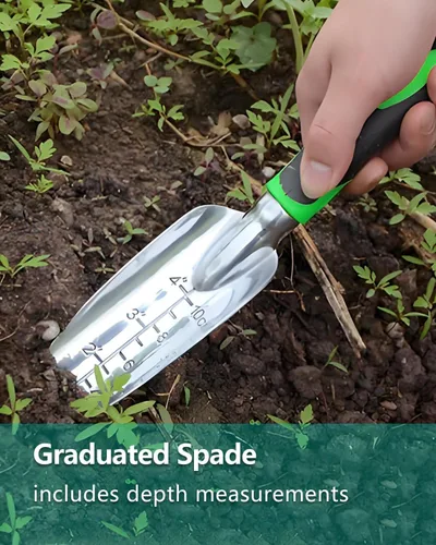 Miniatura 6 de Herramientas de jardín, juego de herramientas de jardín de aluminio fundido resistente con paleta de mano, paleta de trasplante, rastrillo