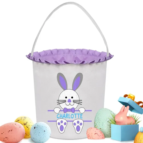 Miniatura 15 de Cestas de Pascua personalizadas para niños y niñas, cestas de conejo de Pascua personalizadas para niños, cesta de caza de huevos de Pascua, regalos