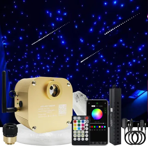 Miniatura 10 de AKEPO Luces de fibra óptica de control de aplicación RGBW de 16 W, activadas por música, 430 piezas de 9.8 pies/9.8 ft (0.03+0.04+0.06 pulgadas)