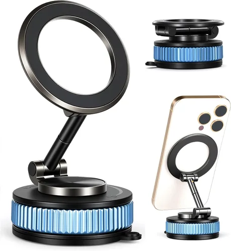 Soporte de teléfono de coche para Magsafe [98 + libras de succión más fuerte y 2400 gf magnético] Soporte de teléfono ajustable de 360° para tu auto