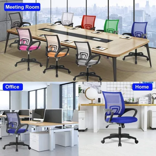 Miniatura 7 de Silla de oficina ergonómica de soporte lumbar, silla de computadora de malla, silla giratoria con respaldo medio con reposabrazos, silla de trabajo