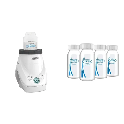 Dr. Brown's Natural Flow MilkSPA - Calentador de leche materna y biberones con almacenamiento y recolección de leche materna, 4 onzas (paquete de 4)