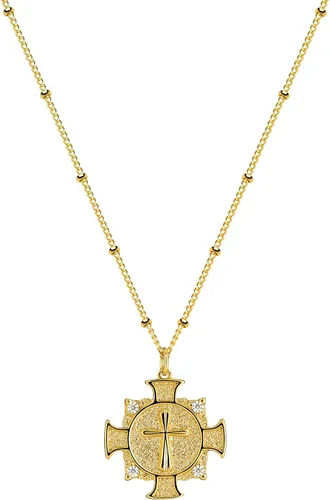 Miniatura 172 de Fettero - Collar con dije de cruz de fe, chapado en oro de 14 K, cadena fina, minimalista, simple, pequeña, para oración, regalo de joyería religiosa