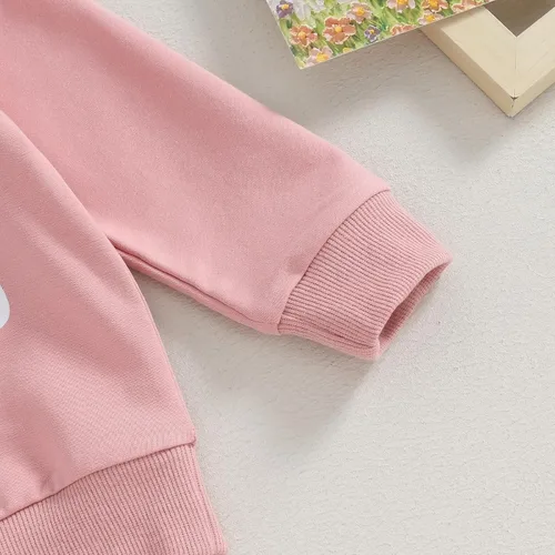 Miniatura 37 de Conjunto de 2 piezas de ropa de otoño para bebé y niña, sudadera de manga larga con cuello redondo y pantalones deportivos, conjunto de traje