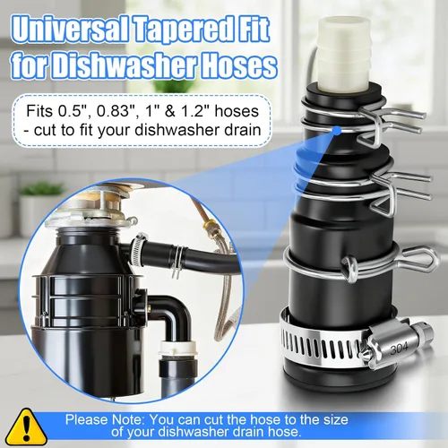 Miniatura 3 de Dreyoo 1 juego de adaptador de manguera de drenaje para lavavajillas compatible con trituradores de basura Insinkerator, conector de manguera