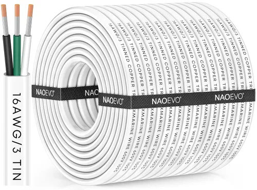 Miniatura 20 de NAOEVO Cable marino de calibre 14, cable eléctrico marino triplex 14/3, resistente al agua/aislado de PVC/cobre estañado sin oxígeno, cable de 14