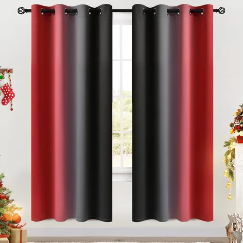 Miniatura 188 de COSVIYA Cortinas 100% Opacas Azul Degradado con Lazos Ajustables para Cocina Aislamiento Térmico Oscurecimiento de Habitación Cenefa con Bolsillo