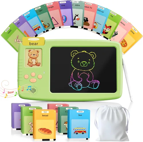 Miniatura 9 de Tarjetas didácticas parlantes para niños pequeños: tableta de escritura LCD 2 en 1 con 510 palabras visuales, aprendizaje de idiomas Montessori