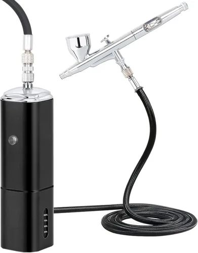 Miniatura 8 de Casubaris - Kit portátil de aerógrafo sin cable con compresor, bolígrafo de aire de doble acción recargable y con parada automática reemplazable