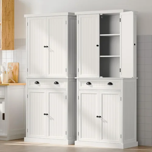 Miniatura 8 de ARTPOWER Armario de almacenamiento de despensa de cocina de 72 pulgadas de alto con cajón y estantes ajustables, armario de despensa para cocina