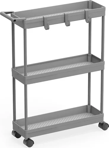 Miniatura 12 de Simple Houseware Carrito de almacenamiento delgado/estrecho de 3 niveles con asa, 5.5 pulgadas de ancho x 26.5 pulgadas de alto, organizador rodante