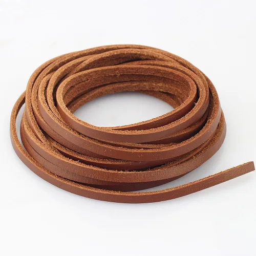 Miniatura 8 de (TM) Cordón de cuero genuino plano de 3 mm para trenzado, negro (5 yardas)