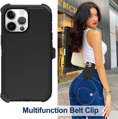 Miniatura 6 de Funda para iPhone 13 Pro Max con funda de clip para cinturón, 2 protectores de pantalla, protección contra caídas de grado militar, cuerpo completo