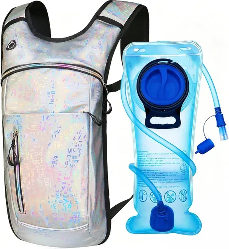 Miniatura 8 de Mochila de hidratación, mochila de agua con cámara de 2L, mochila de hidratación para raves, esencial para festivales, senderismo, ciclismo