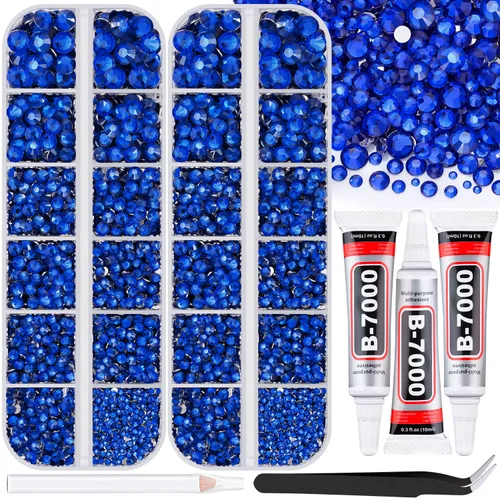 Miniatura 13 de 12000 diamantes de imitación de resina para decorar con brillantes con 3 piezas de pegamento para joyería B7000, 2 cajas de diamantes de imitación