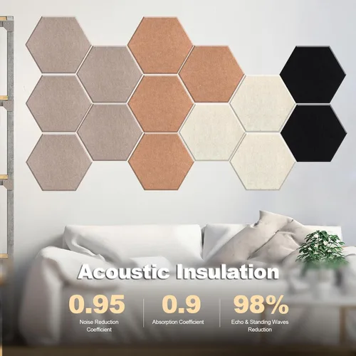 Miniatura 2 de Mollywell paneles acústicos hexagonales, de alta densidad, insonorización, azulejos de fieltro decorativos para reducción de ruido para estudio