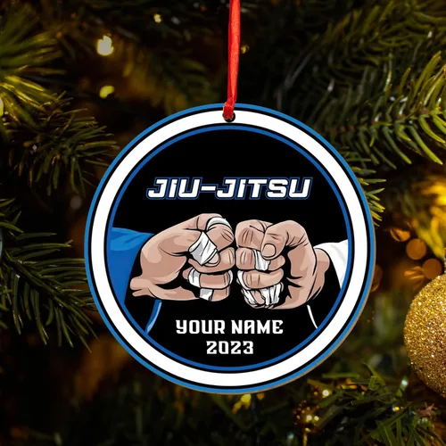 Miniatura 22 de Adorno personalizado de Jiu Jitsu, decoración de árbol de Navidad de artes marciales, regalo de recuerdo navideño BJJ para niños, adolescentes, On63