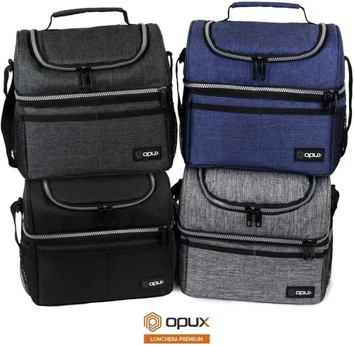 Miniatura 9 de OPUX Lonchera para hombres y mujeres, bolsa de almuerzo grande aislada para trabajo de adultos, lonchera de dos pisos para preparación de comidas