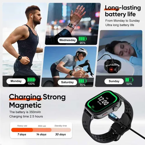 Miniatura 7 de AMOLED - Reloj inteligente con GPS para correr, 164.0 ft, impermeable, rastrea los pasos del sueño, frecuencia cardíaca, oxígeno, batería de larga